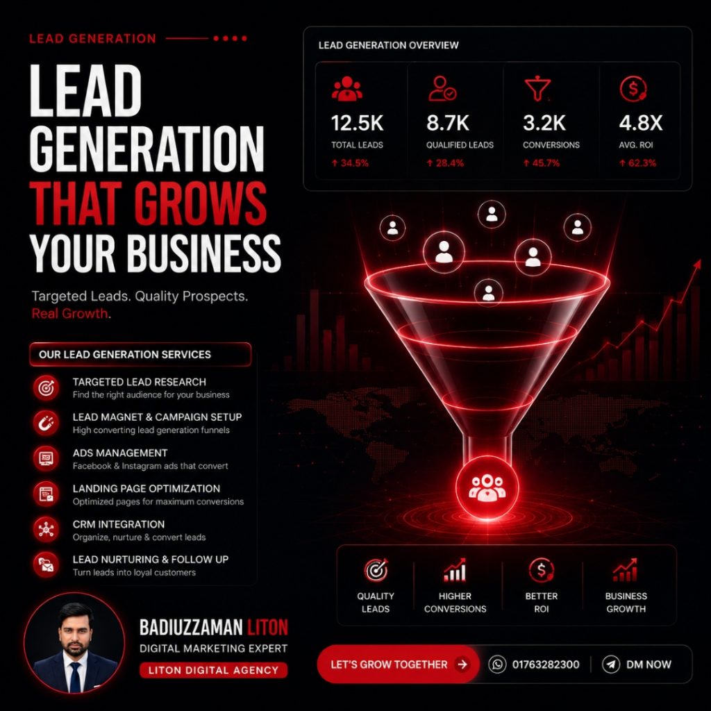 Facebook Ads Expert; Meta Ads Expert; Instagram Ads Expert; Digital Marketing Expert; SEO Specialist; Lead Generation Expert; Facebook Ads; Instagram Ads; Digital Marketing; SEO; Hire Digital Marketer; Marketing Services; Business Growth; Ecommerce Marketing; Sales Funnel; Conversion Expert; badiuzzaman liton; Liton Digital Agency;